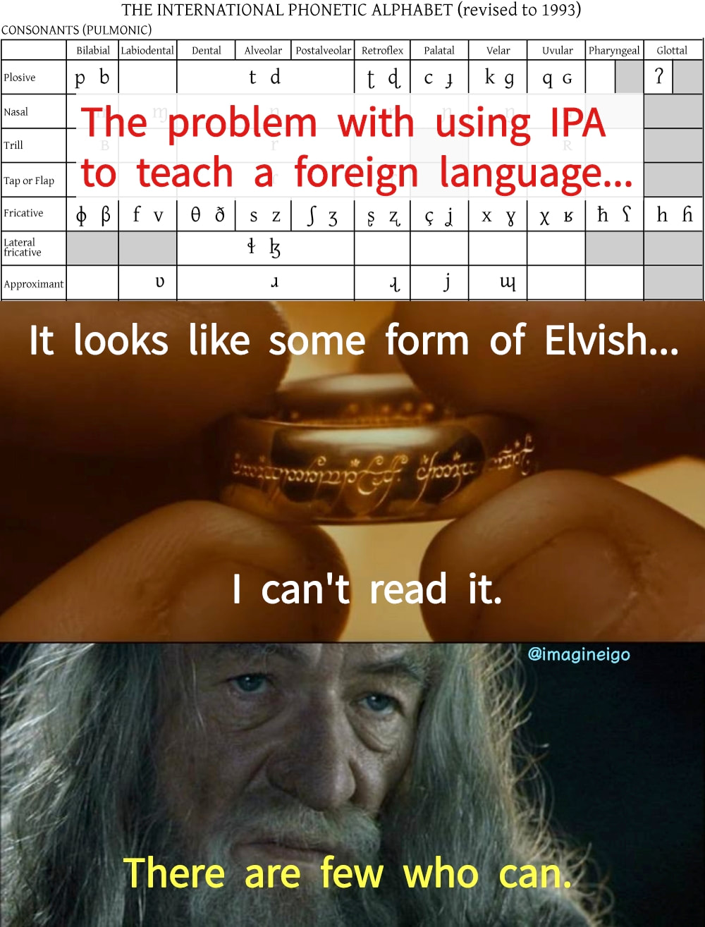 The problem with using IPA to teach a foreign language...  It looks like some form of Elvish... I can't read it.  There are few who can.
